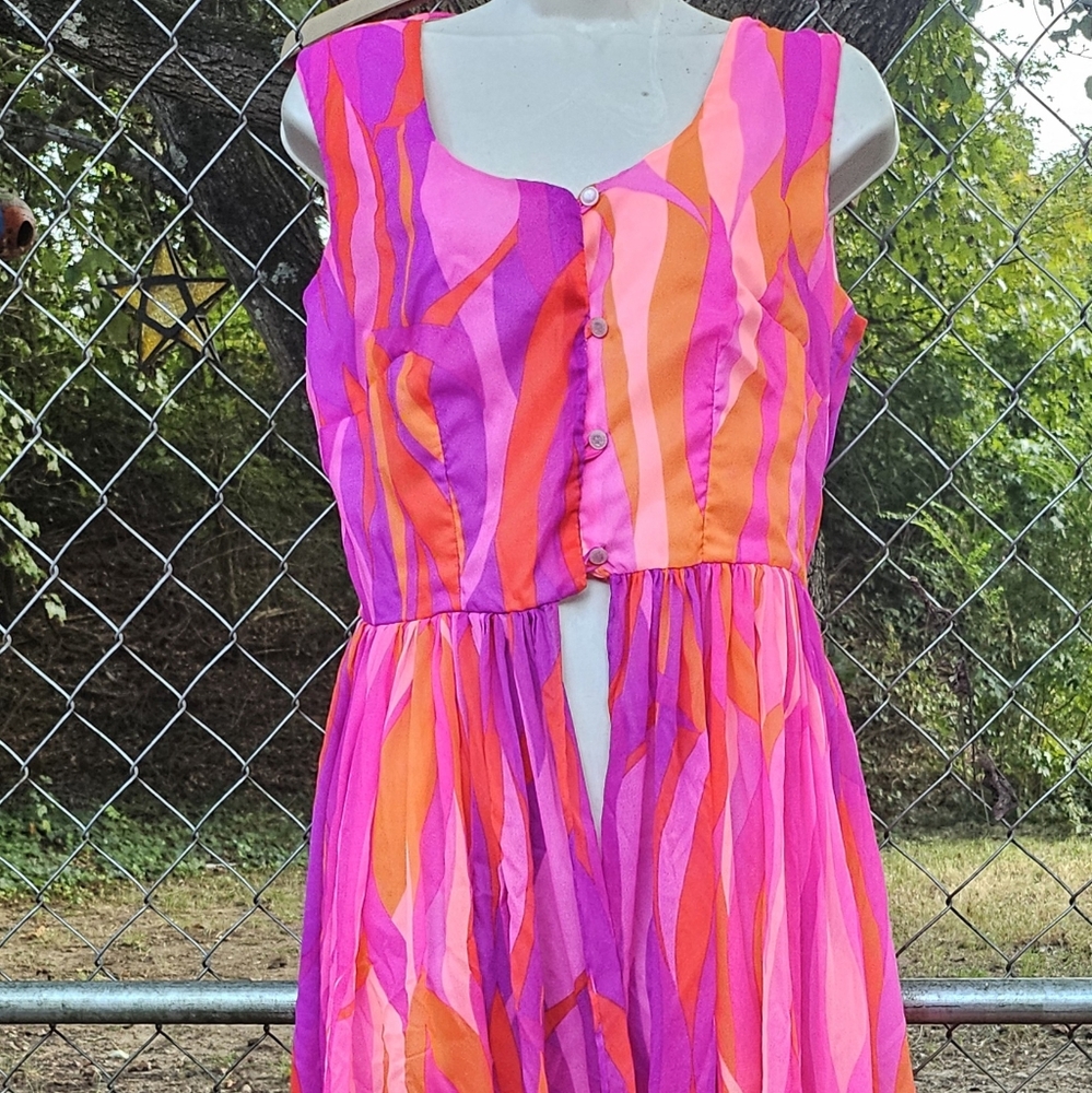Vintage 70s Diy Handmade Swimsuit Cover up Dress Homemade Ooak Retro